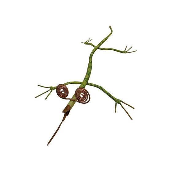 Whimsical Green Wire Lizard Sculpture With Spiral Eyes & Long Tail - Picture 5 of 16